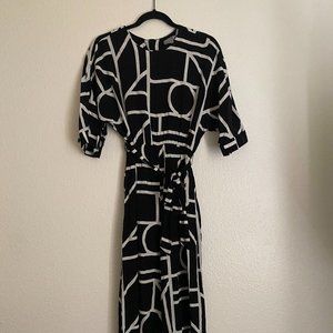 ASOS Black and White Wide-Leg Jumpsuit with Tie